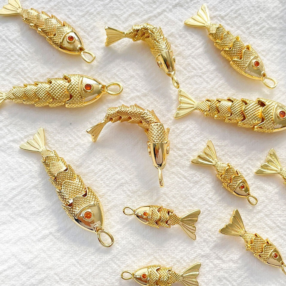 Jacinth Fish Koi Pendant DIY Handmade Ornament Women's Gold-plated Fish Pendant Creative Year-by-year Fish Accessories