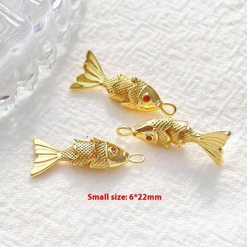 Jacinth Fish Koi Pendant DIY Handmade Ornament Women's Gold-plated Fish Pendant Creative Year-by-year Fish Accessories