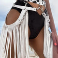 Female White Tassel Short Leather Skirt