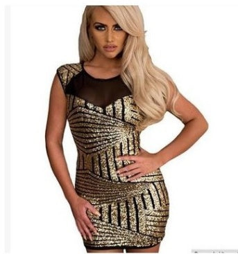 Sequins backless dress