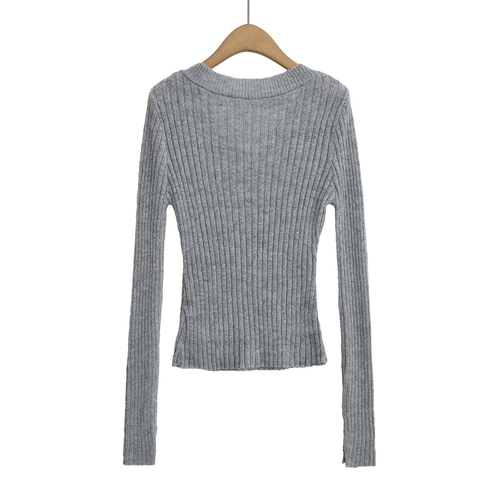 V-neck long sleeved elastic slim fit top