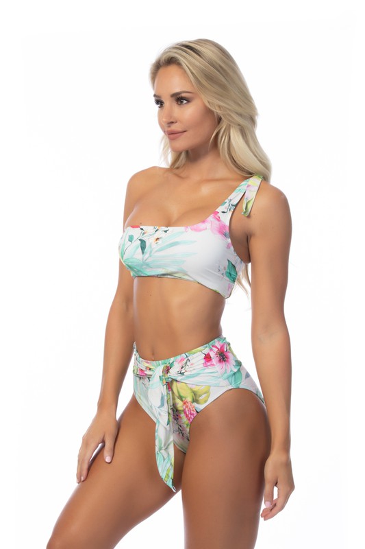 Tropical One Shoulder Bikini Set