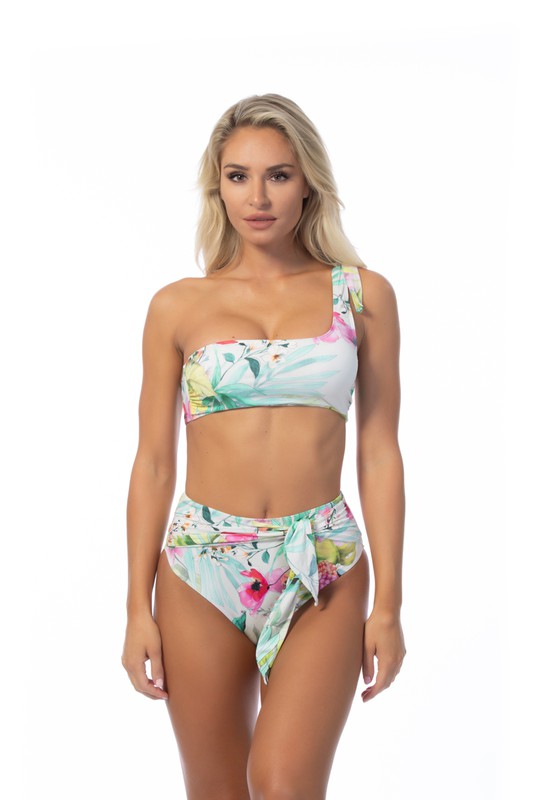 Tropical One Shoulder Bikini Set