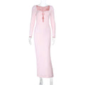Sexy Hollow Fitted Long Sleeve Dress Women Long Dress
