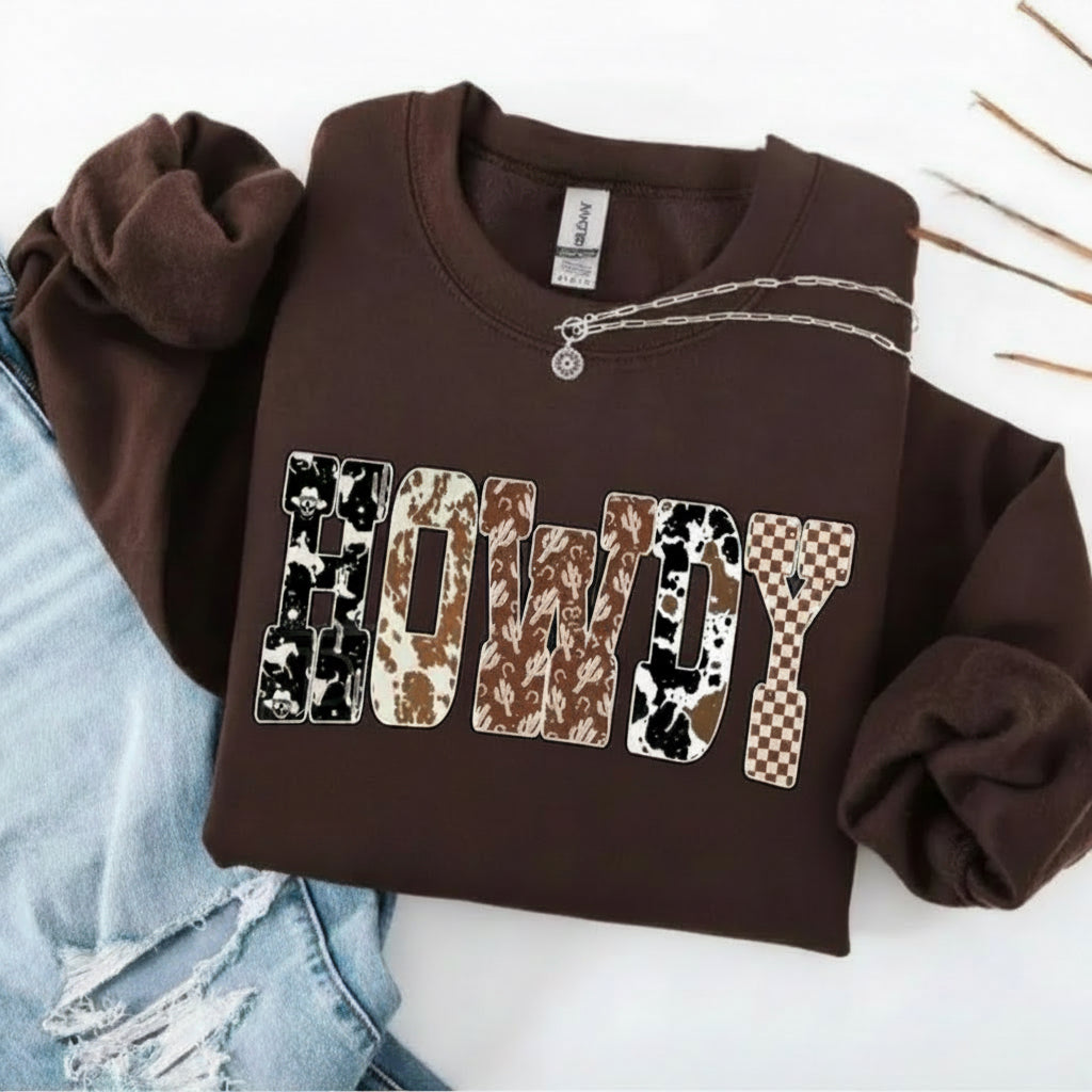 Howdy Western Sweatshirt: Yee Haw Sweater, Cowgirls Shirt, Southern Howdy Shirt, Country Cowboy TShirt, Western Clothes Gift for Her size up