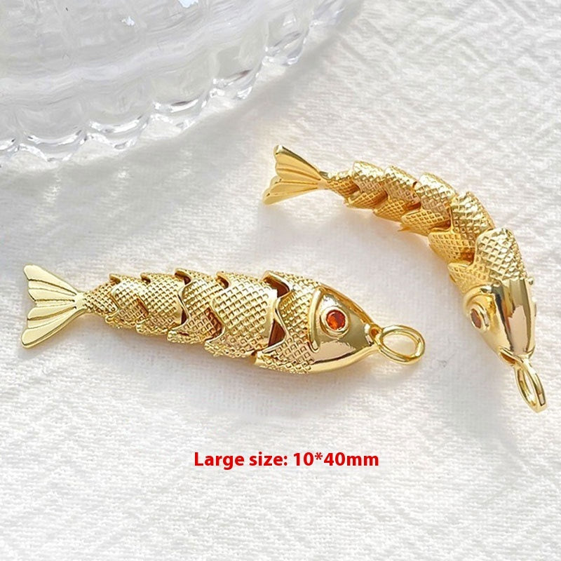 Jacinth Fish Koi Pendant DIY Handmade Ornament Women's Gold-plated Fish Pendant Creative Year-by-year Fish Accessories