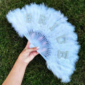Bride Feather Fan Pearl Bride White Bridal Feather Folding Fan