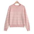 Striped round neck long sleeved loose plush sweater