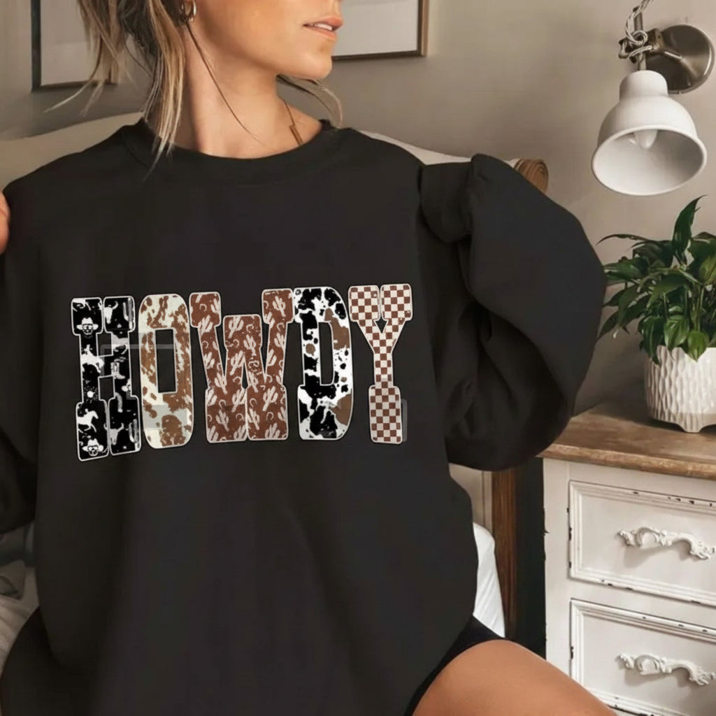 Howdy Western Sweatshirt: Yee Haw Sweater, Cowgirls Shirt, Southern Howdy Shirt, Country Cowboy TShirt, Western Clothes Gift for Her size up