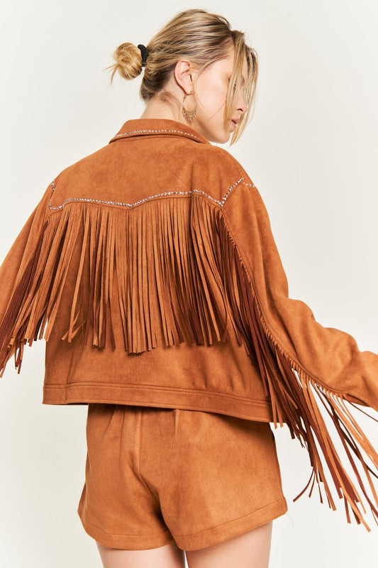 Jade by Jane Fringe Faux Suede Jacket – Plus Size
