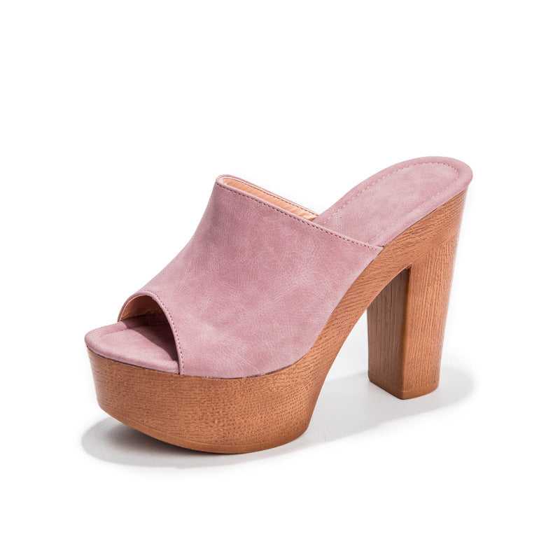 Eilyken Roma Style Platform Heels Women Casual Peep Toe Wooden Sandals