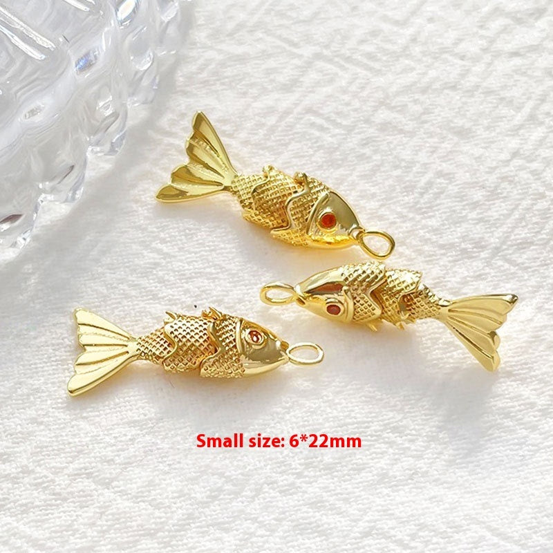 Jacinth Fish Koi Pendant DIY Handmade Ornament Women's Gold-plated Fish Pendant Creative Year-by-year Fish Accessories