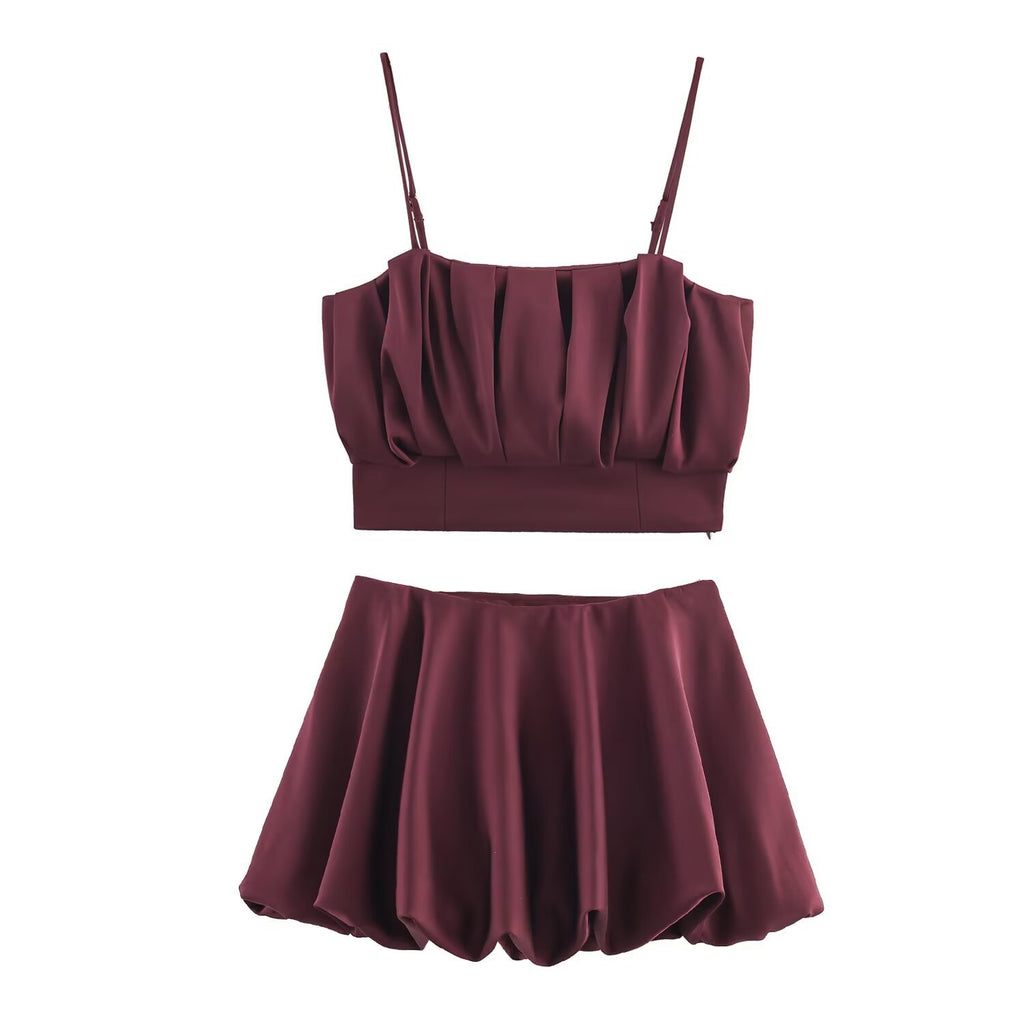 Women's New Arrival Balloon Silhouette Strap Top with Lantern Pants
