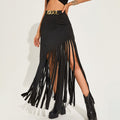 Womens Dark-Colored Sexy Fringe Skirt