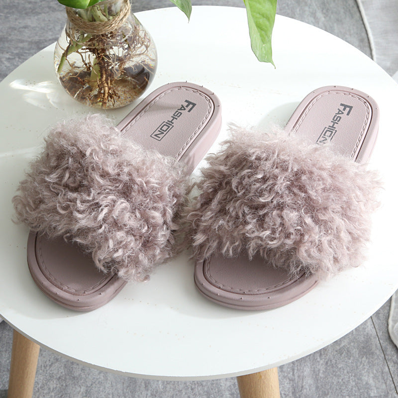 New Style Slippers female hair slippers fashion outside wear Maomao shoes ladies hair cool slippers wholesale