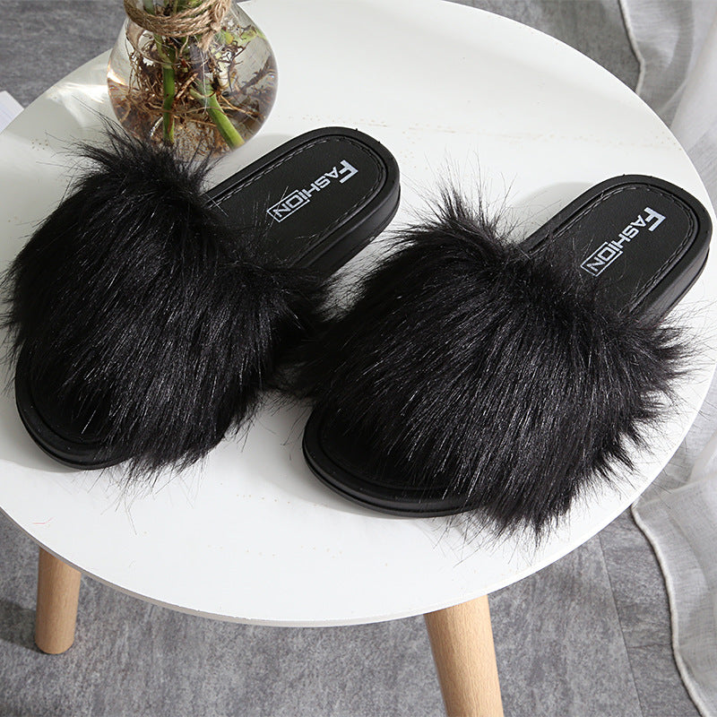 New Style Slippers female hair slippers fashion outside wear Maomao shoes ladies hair cool slippers wholesale