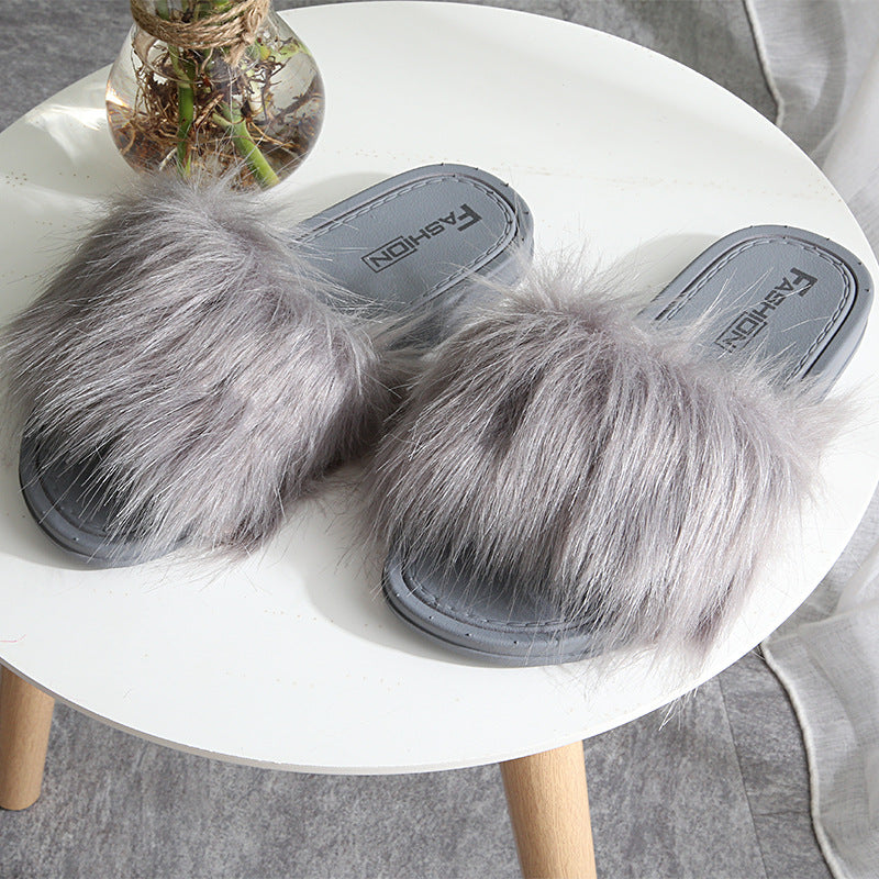 New Style Slippers female hair slippers fashion outside wear Maomao shoes ladies hair cool slippers wholesale