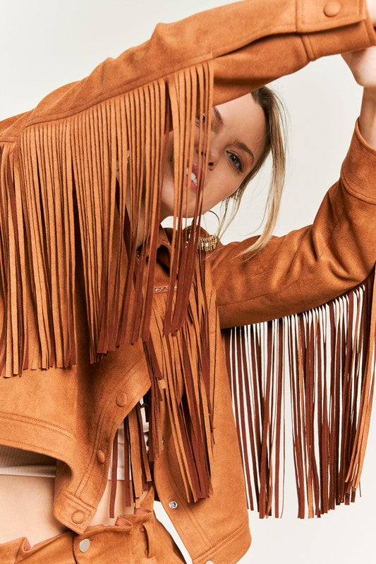 Jade by Jane Fringe Faux Suede Jacket – Plus Size