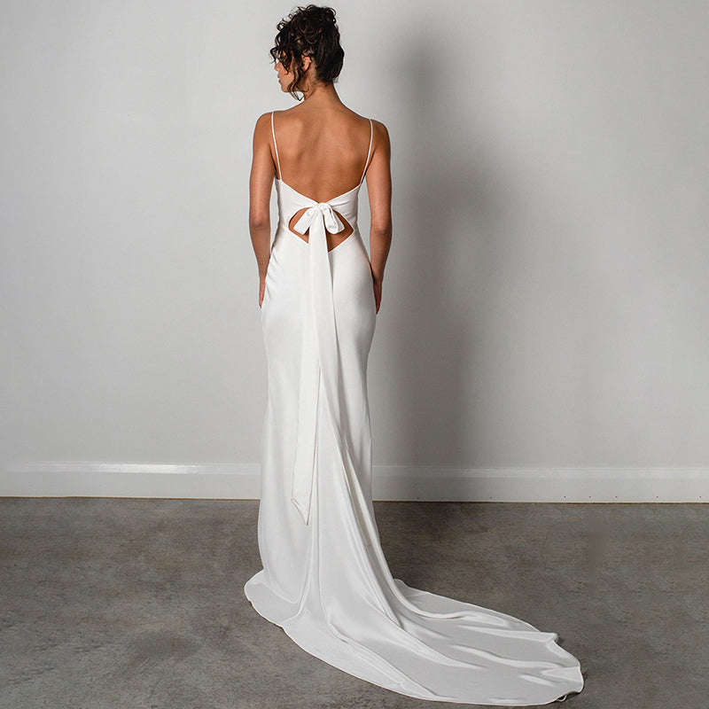 Sultry Satin French Sling Light Wedding Dress