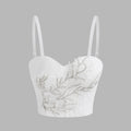 Sexy Fishbone Bralette with Rhinestone and Bead Embellishment