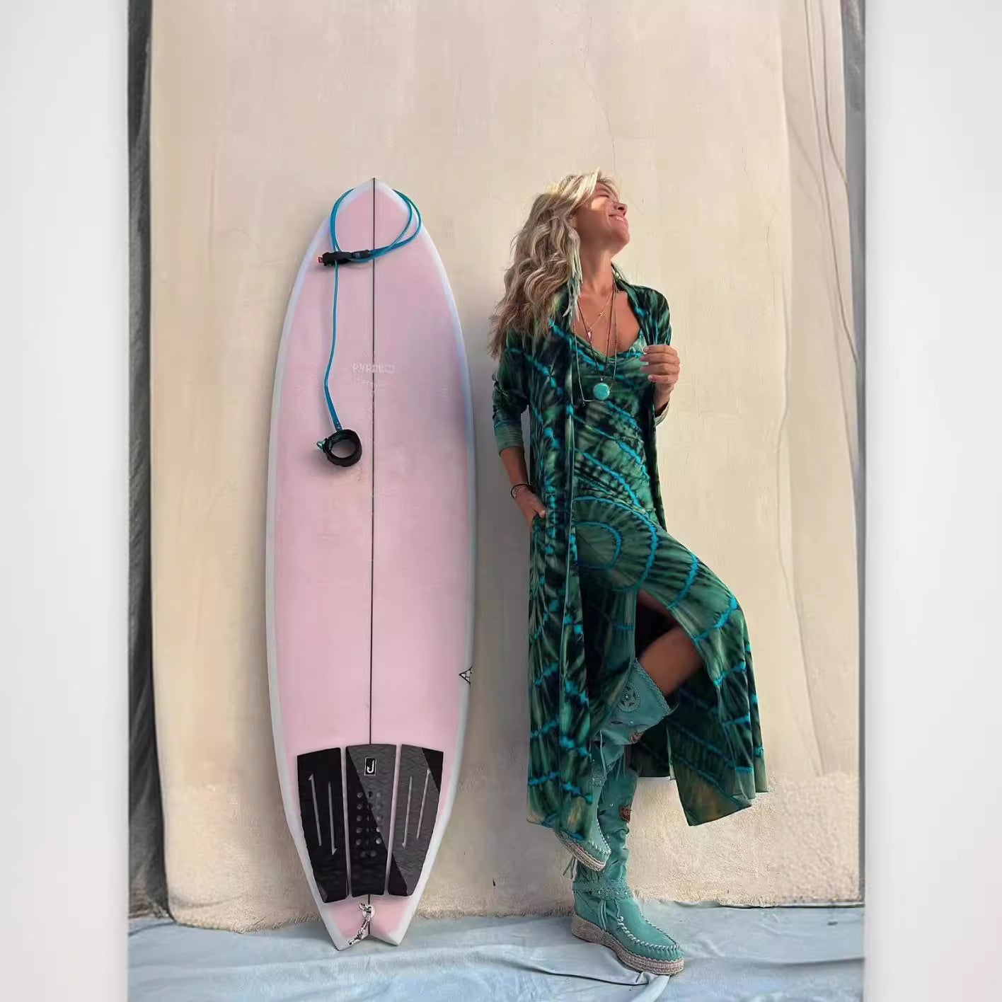 Beach Cover-Up with Jade Burnout Pattern, Lightweight and Stylish Summer Swimwear