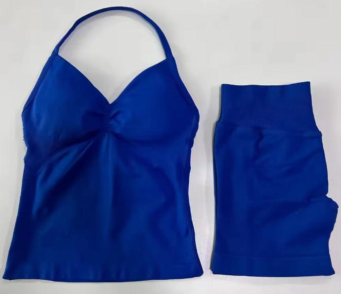 Fashionable Seamless Womens Fitness Shorts Set