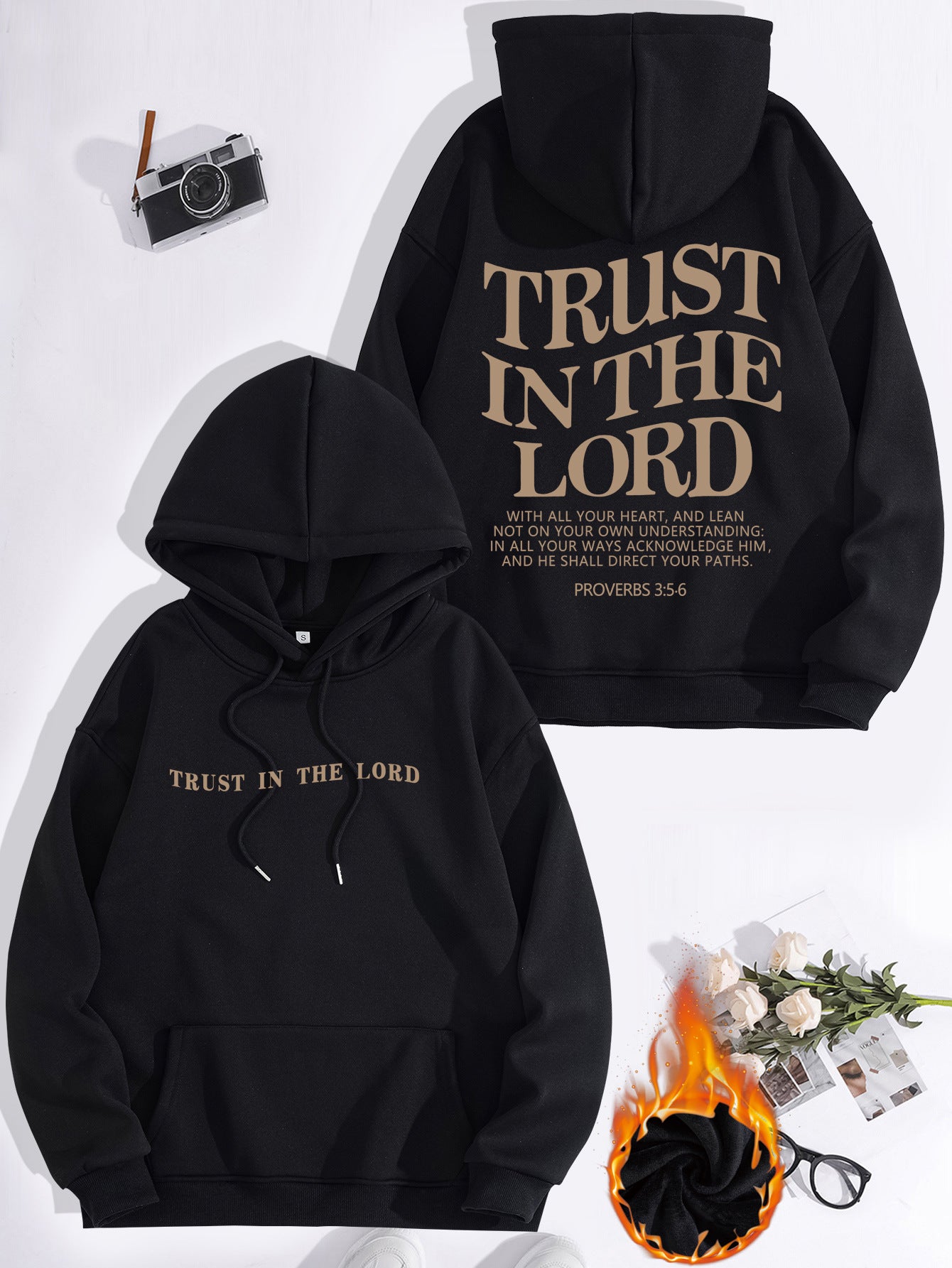 Letter printed hooded sweatshirt