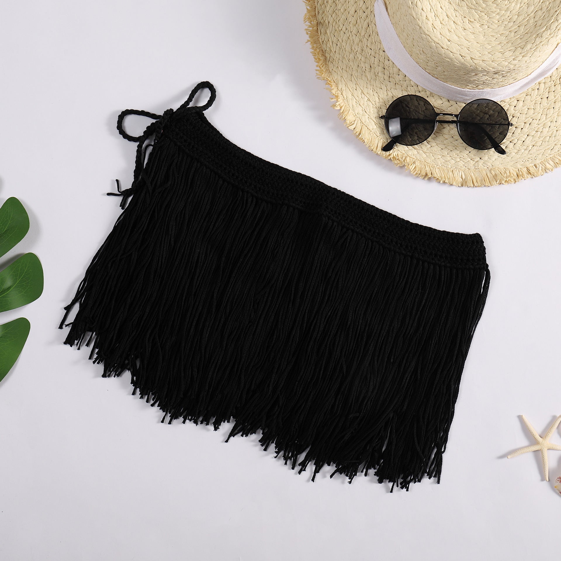 Beach Skirt Knitted Hand Hook Long Tassel Skirt Dance Skirt Bikini Skirt