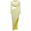 Women's Fashionable Sequins Long Sleeve Slim Dress