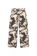 Style Vintage Straight Leg Jeans with Cow Print Washed Tie-Dye Denim Trousers Loose Long Pants Trendy