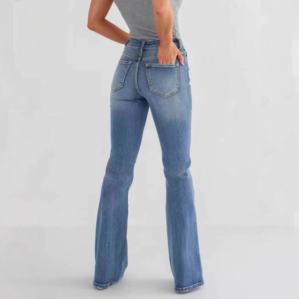 Fashion Slim Stretch High-waisted Boot-cut Pants Jeans