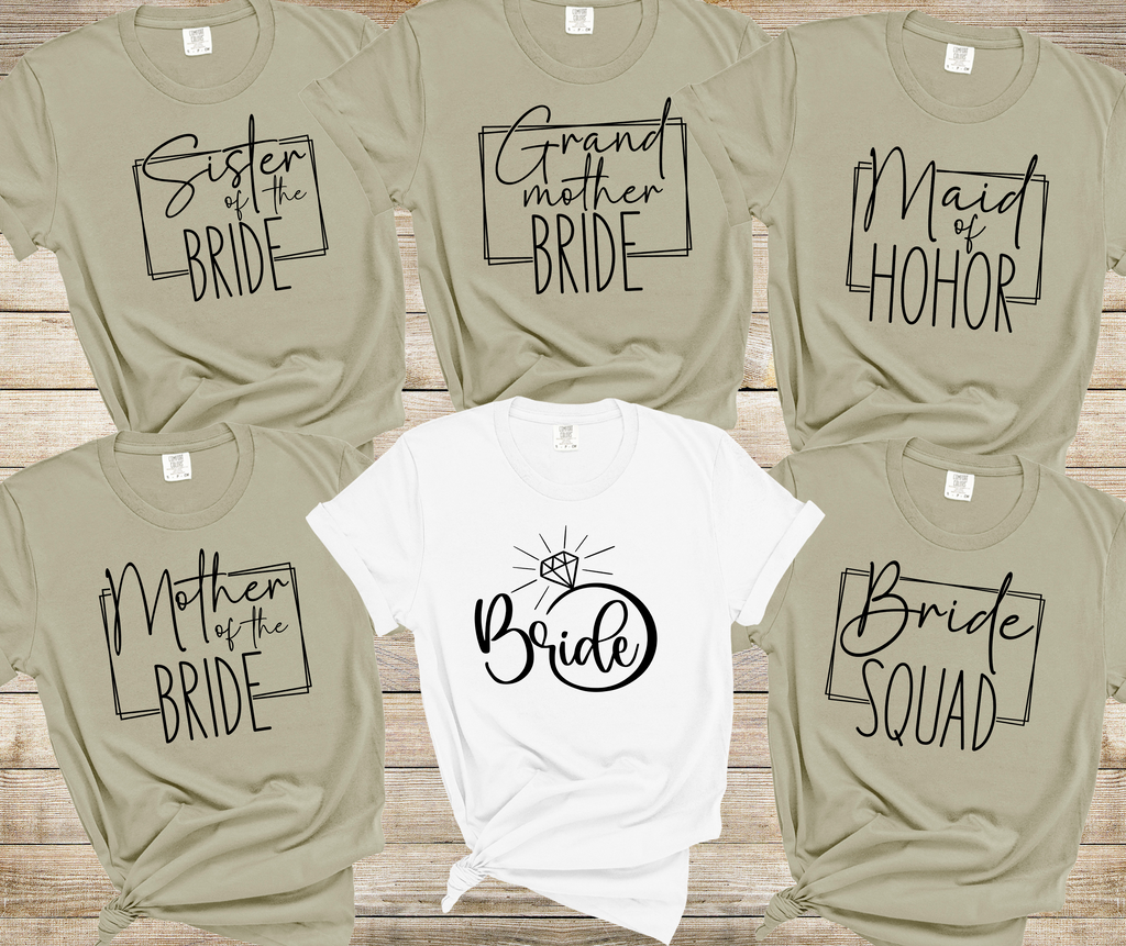 Bride  Family shirts, Mon of Bride, bridal party shirts, Wedding shirts, Grandma of Bride, Sister of Bride, Matron of Honor Aunt of Bride