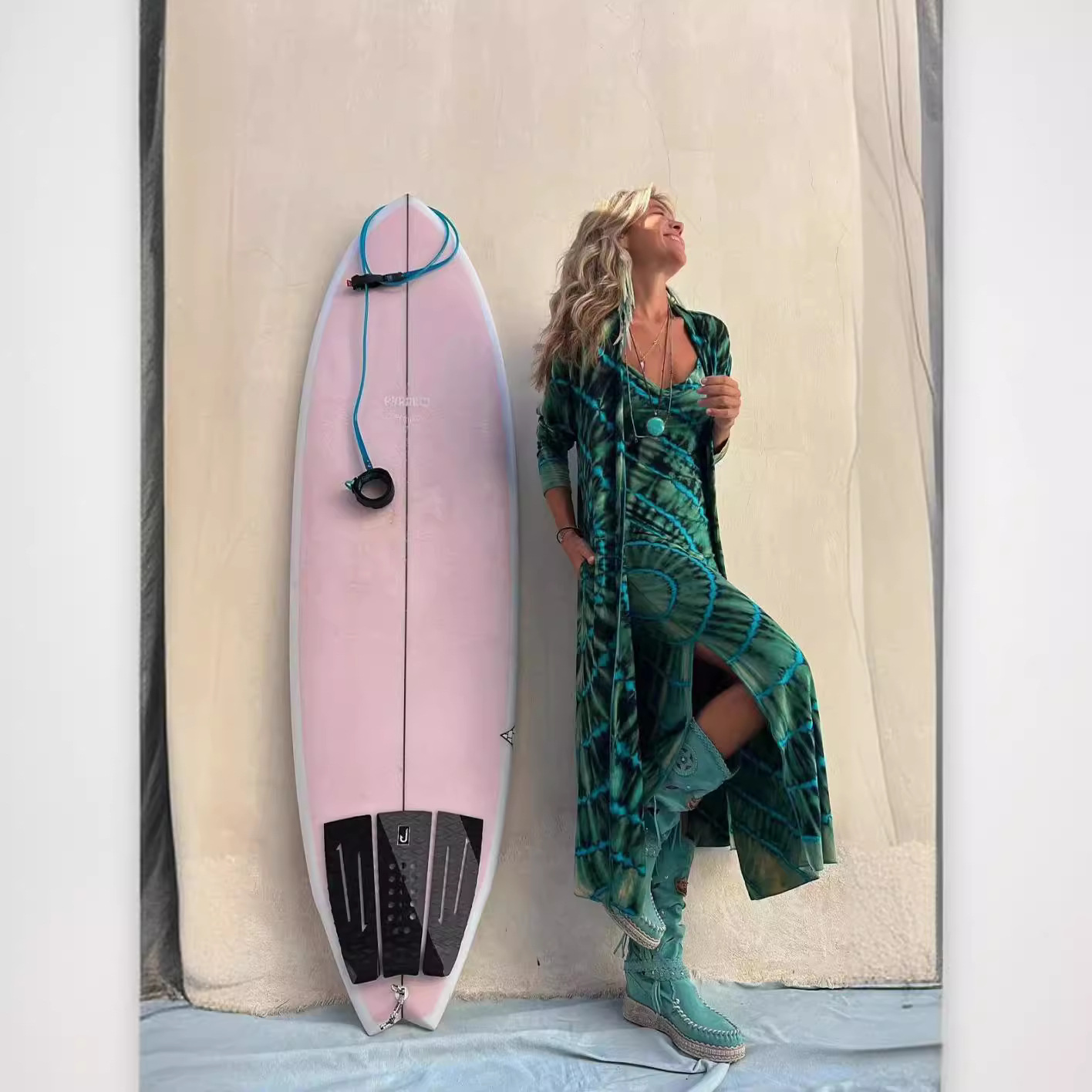 Beach Cover-Up with Jade Burnout Pattern, Lightweight and Stylish Summer Swimwear