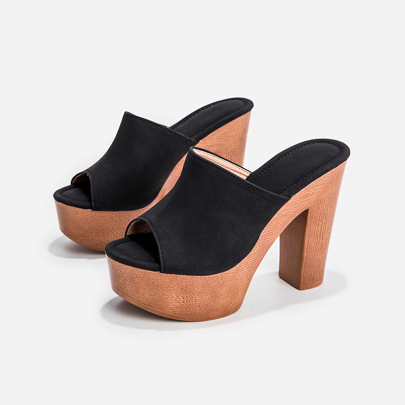 Eilyken Roma Style Platform Heels Women Casual Peep Toe Wooden Sandals