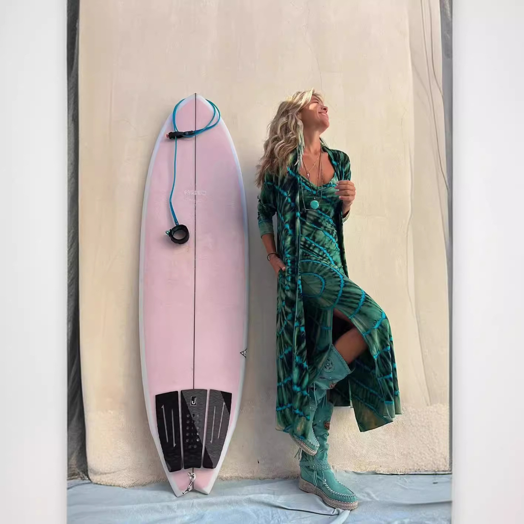 Beach Cover-Up with Jade Burnout Pattern, Lightweight and Stylish Summer Swimwear