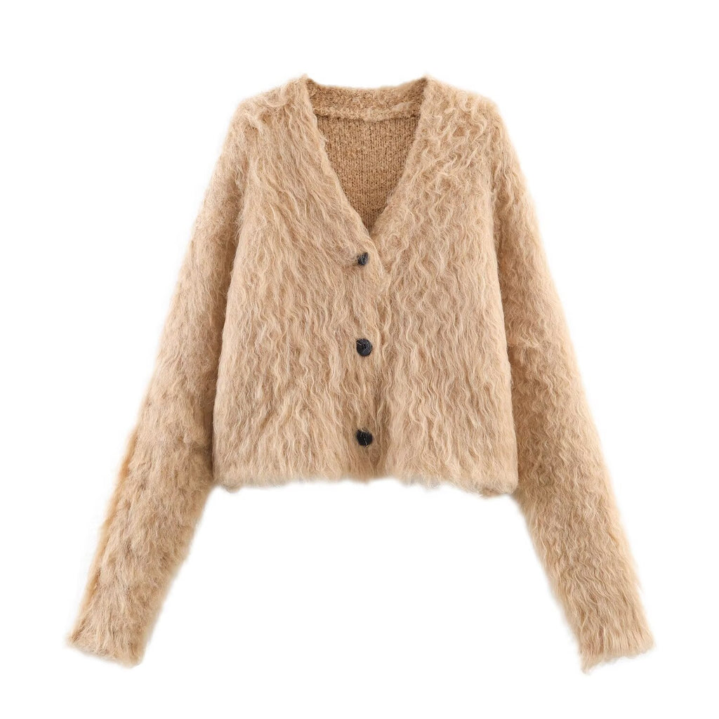 Gentle mink fur V-neck sweater