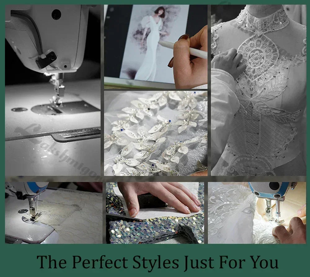 Sexy A-Line Backless Wedding Dress Customized Lace Applique Beaded Off White Tulle Wedding Gowns Long Bridal Dress