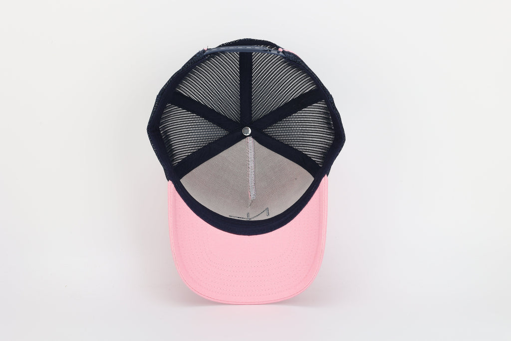 Neon Spur Logo Pink & Navy Stripe Trucker Hat