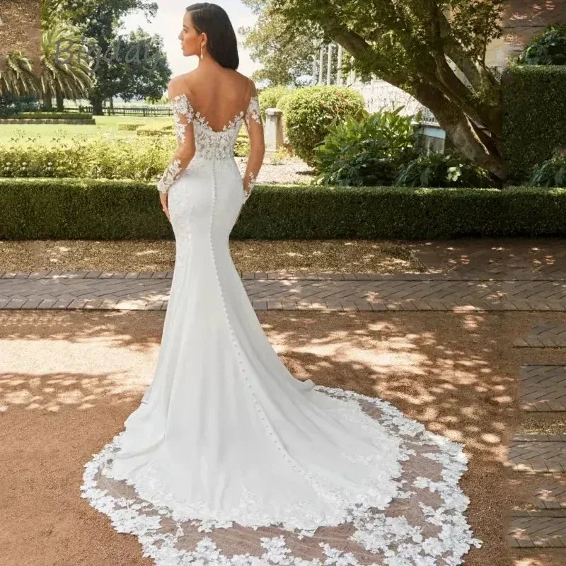 Luxury Lace Appliques Wedding Dresses Sexy Backless Sweetheart Ball Gowns Mermaid Sweep Train Formal Bridal Party