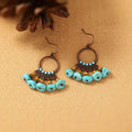 Vintage Circle Turquoise Pendant Tassel Earrings