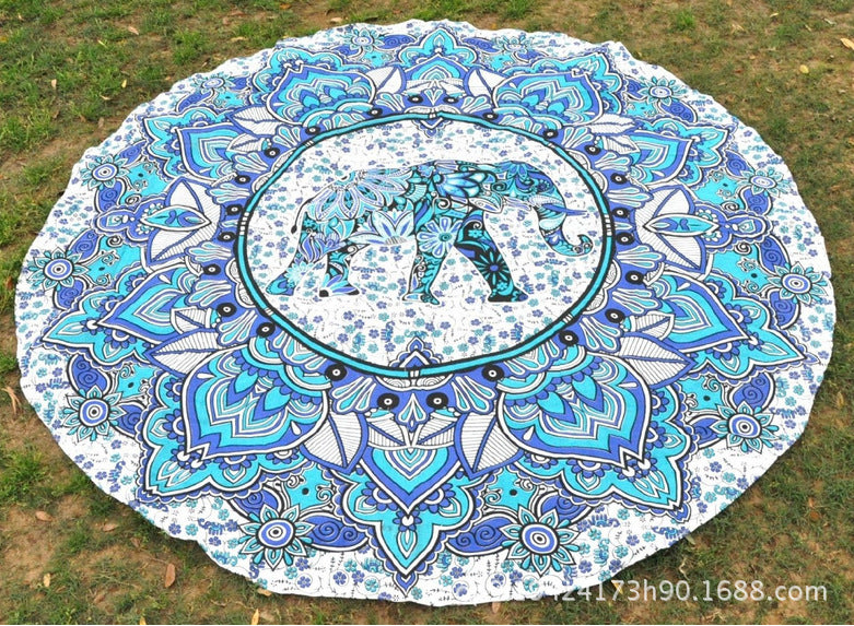 Elephant Totem Round Beach Towel