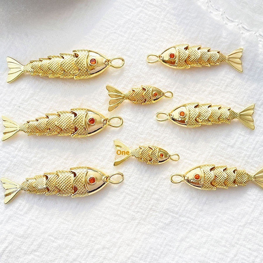 Jacinth Fish Koi Pendant DIY Handmade Ornament Women's Gold-plated Fish Pendant Creative Year-by-year Fish Accessories