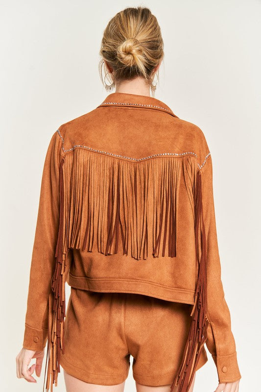 Jade by Jane Fringe Faux Suede Jacket – Plus Size