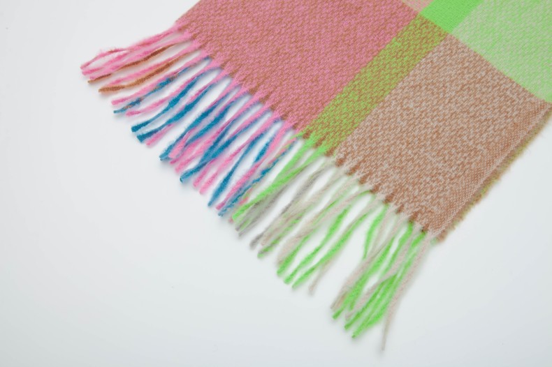 Plaid Scarf Thickened Fringe Bib Rainbow Scarf Shawl