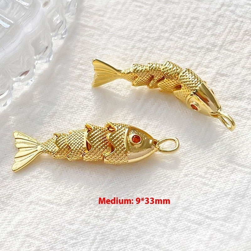 Jacinth Fish Koi Pendant DIY Handmade Ornament Women's Gold-plated Fish Pendant Creative Year-by-year Fish Accessories
