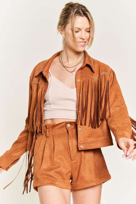 Jade by Jane Fringe Faux Suede Jacket – Plus Size