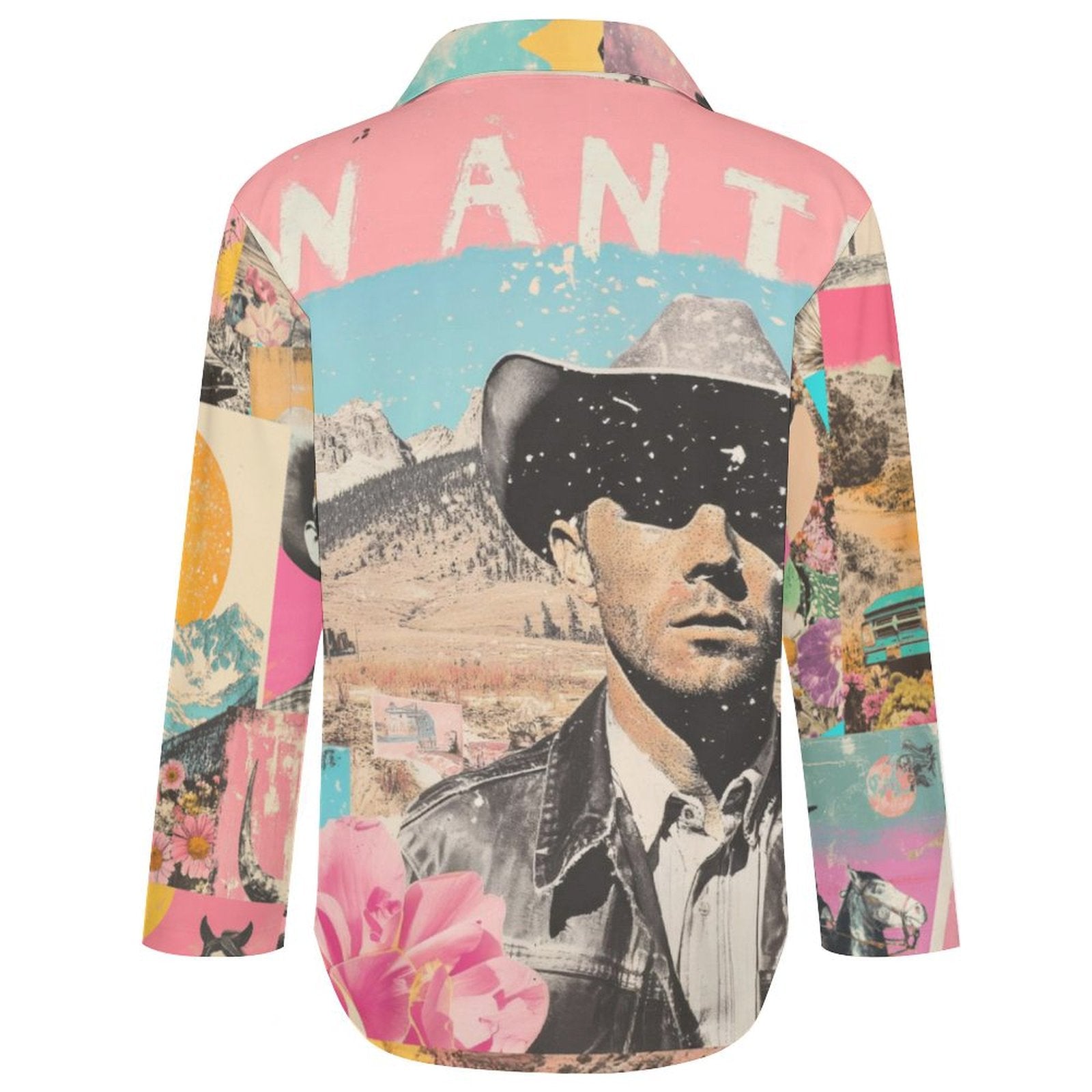 Baha Ranch Pop Western Wanted Button Up Blouse